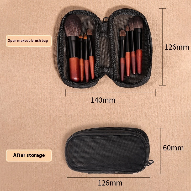 HKM-414803 Mini Portable Makeup Brush Set with Horse Hair and Wooden Handle for Travel