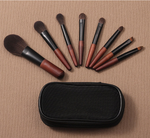 HKM-414803 Mini Portable Makeup Brush Set with Horse Hair and Wooden Handle for Travel