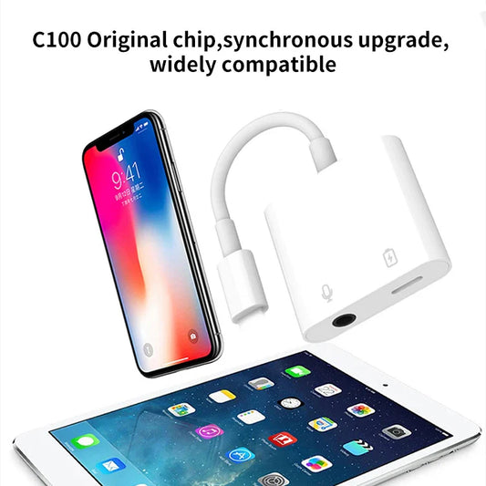 KTX-732051 2-in-1 Audio and Charging Adapter for 3.5mm Headphones and iPhone