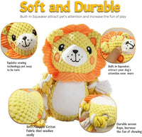 HKM-957331 Squeaky Plush Dog Toys Assorted Set for Medium and Large Dogs - Monkey & Lion Design