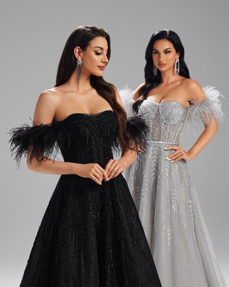 HKM-757459 Sophisticated Black Evening Gown for Women - Model EZ25008