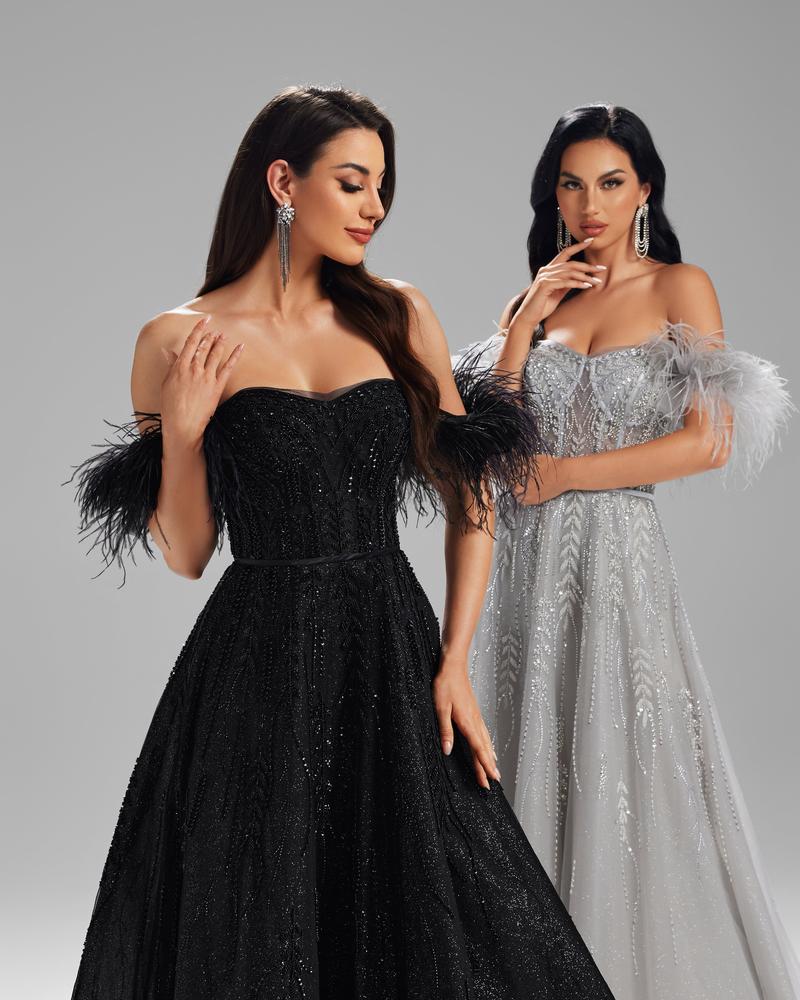 HKM-757459 Sophisticated Black Evening Gown for Women - Model EZ25008