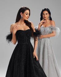HKM-757459 Sophisticated Black Evening Gown for Women - Model EZ25008