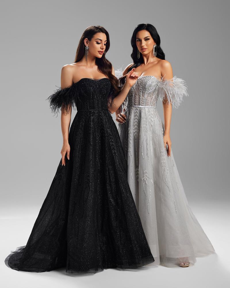 HKM-757459 Sophisticated Black Evening Gown for Women - Model EZ25008