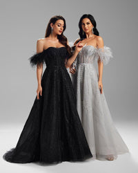 HKM-757459 Sophisticated Black Evening Gown for Women - Model EZ25008