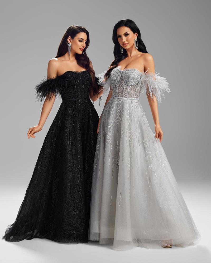 HKM-757459 Sophisticated Black Evening Gown for Women - Model EZ25008