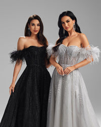 HKM-757459 Sophisticated Black Evening Gown for Women - Model EZ25008