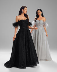 HKM-757459 Sophisticated Black Evening Gown for Women - Model EZ25008