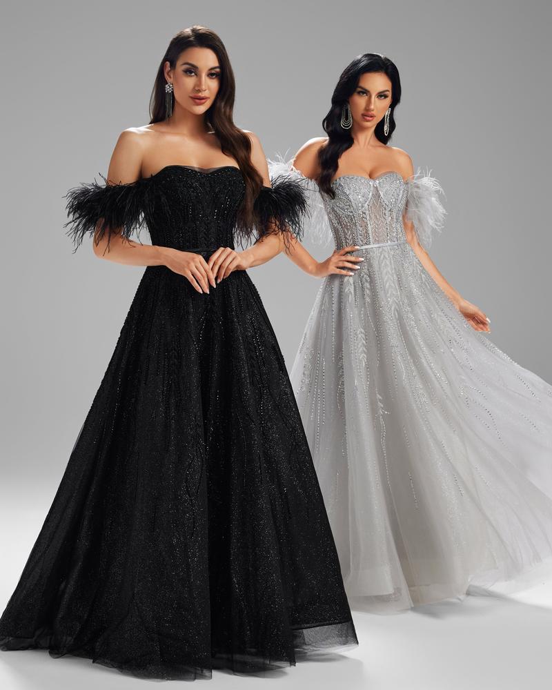 HKM-757459 Sophisticated Black Evening Gown for Women - Model EZ25008