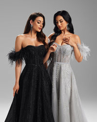 HKM-757459 Sophisticated Black Evening Gown for Women - Model EZ25008