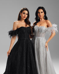 HKM-757459 Sophisticated Black Evening Gown for Women - Model EZ25008
