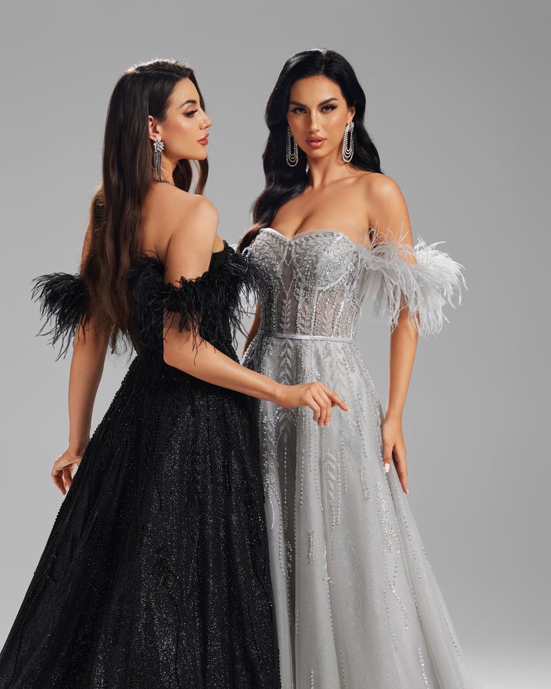 HKM-757459 Sophisticated Black Evening Gown for Women - Model EZ25008