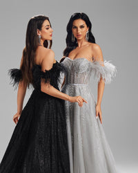 HKM-757459 Sophisticated Black Evening Gown for Women - Model EZ25008