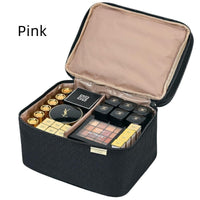 HKM-772307 Double Layer Portable Cosmetics Bag - Waterproof & Breathable Storage Solution in Black and Pink