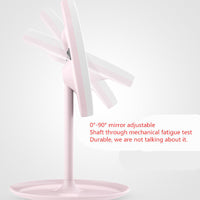 HKM-782675 Rechargeable LED Makeup Mirror with Stepless Dimming and Tri-Color Light