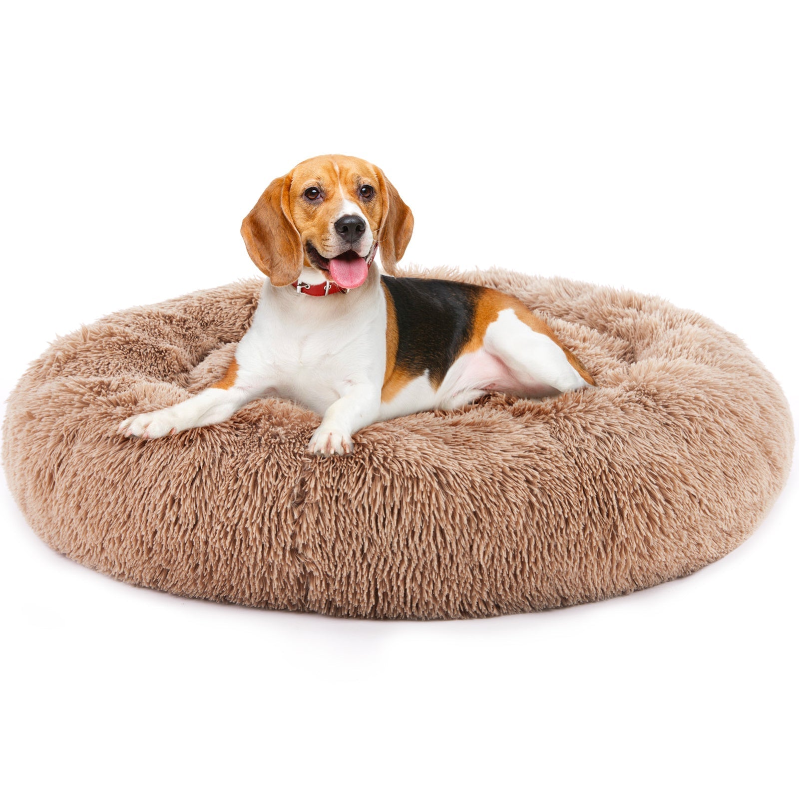 JMT-191562 Plush Faux Fur Cat Bed with Anti-Slip Base, 24-Inch Diameter, Supports Pets Up to 25 lbs