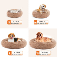 HKM-957651 Plush Faux Fur Cat Bed with Anti-Slip Base, 24-Inch Diameter, Supports Pets Up to 25 lbs