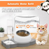 HKM-823955 Elevated Tilted Cat and Dog Bowls with Automatic Water Dispenser for Small Pets