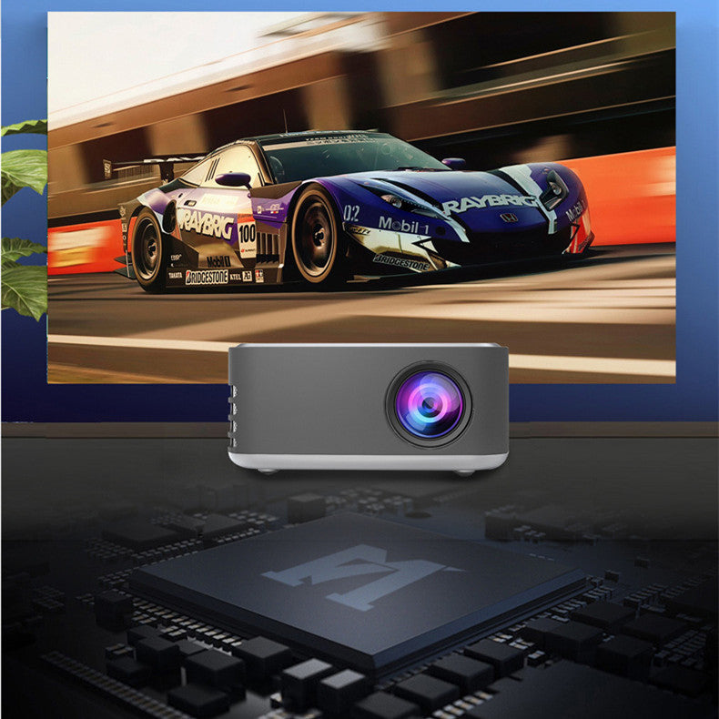 KTX-784915 Portable Mini Projector - 1080P HD, Lightweight Design, Silver & Yellow Colors