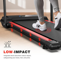 HKM-735379 Compact Home Office Treadmill with Armrests, Silent Motor, 12 Workout Programs, Remote Control, 265 lbs Capacity