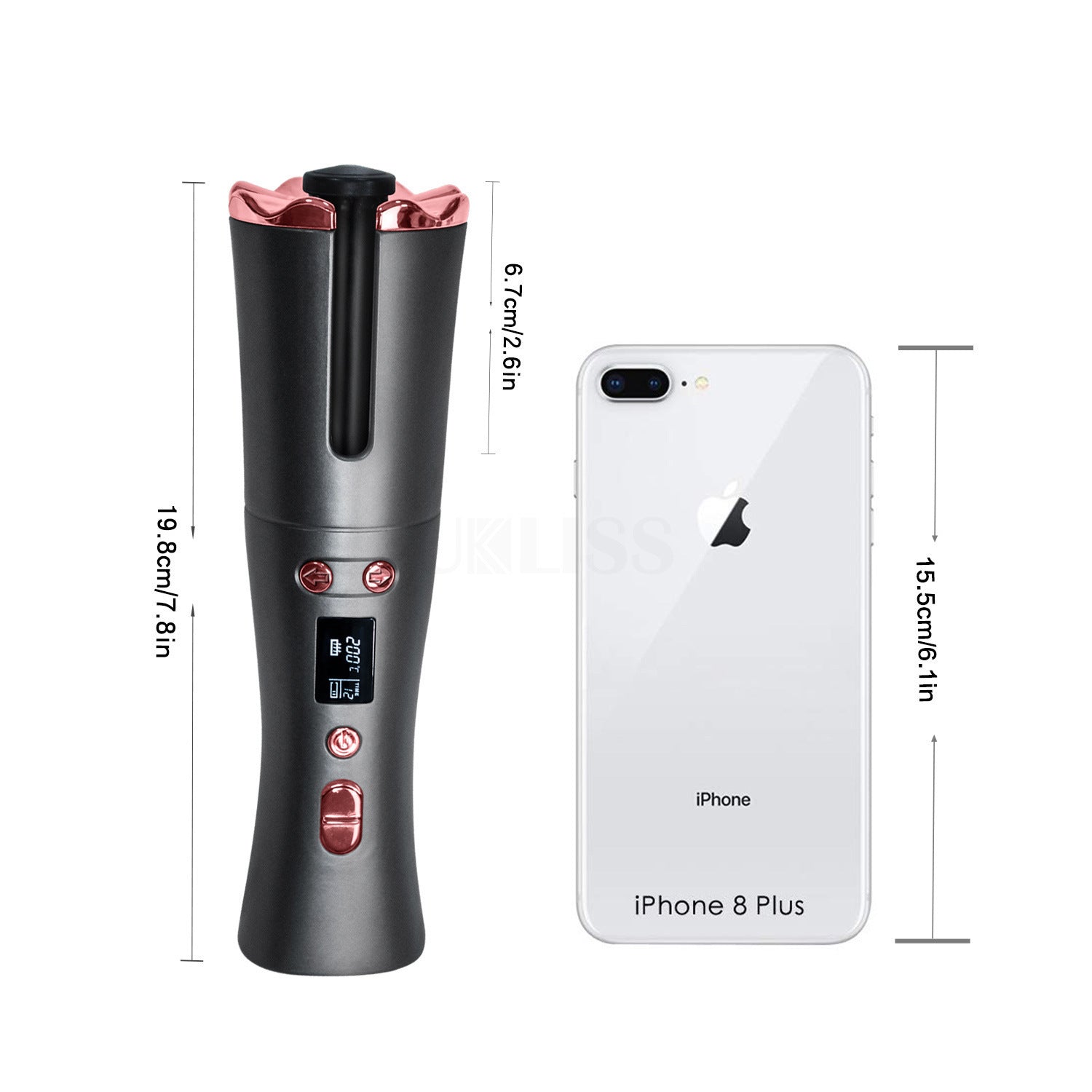 HKM-568851 Rechargeable Mini Automatic Curling Iron - USB Travel Hair Curler with 5000mAh Battery and Lightweight Design