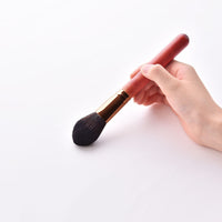 HKM-739027 12-Piece Red Makeup Brush Set with Wooden Handles and Nylon Bristles