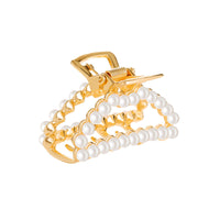 HKM-197139 Alloy Claw Clip in Peach Heart Pearl and Fan Shape for Women