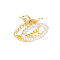 HKM-197139 Alloy Claw Clip in Peach Heart Pearl and Fan Shape for Women