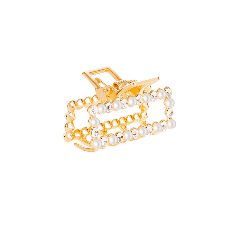 HKM-197139 Alloy Claw Clip in Peach Heart Pearl and Fan Shape for Women