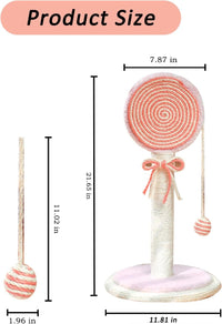 HKM-773907 Indoor Cat Scratching Post with Hanging Ball - Sturdy and Stable Base for Small and Large Cats