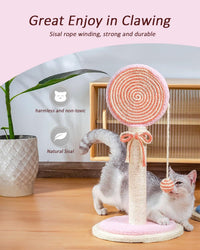 HKM-773907 Indoor Cat Scratching Post with Hanging Ball - Sturdy and Stable Base for Small and Large Cats