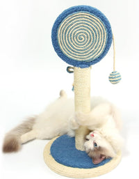HKM-773907 Indoor Cat Scratching Post with Hanging Ball - Sturdy and Stable Base for Small and Large Cats