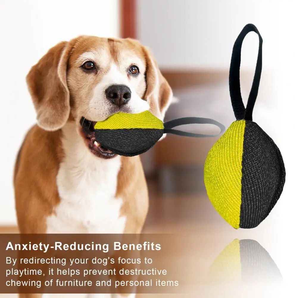 HKM-099603 Durable French Linen Tug Toy with T-Shaped Pull Tab for Dog Training and Agility Development
