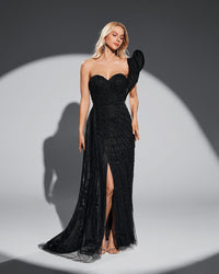 HKM-416275 Elegant Black Evening Dress - Classic Style Model EZ25115 for Special Occasions