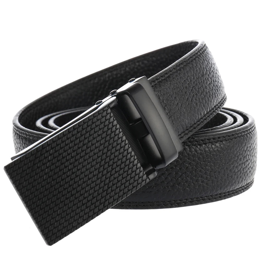 HKM-085459 Genuine Leather Black Belt for Men with Buckle Model LY33-2033-5