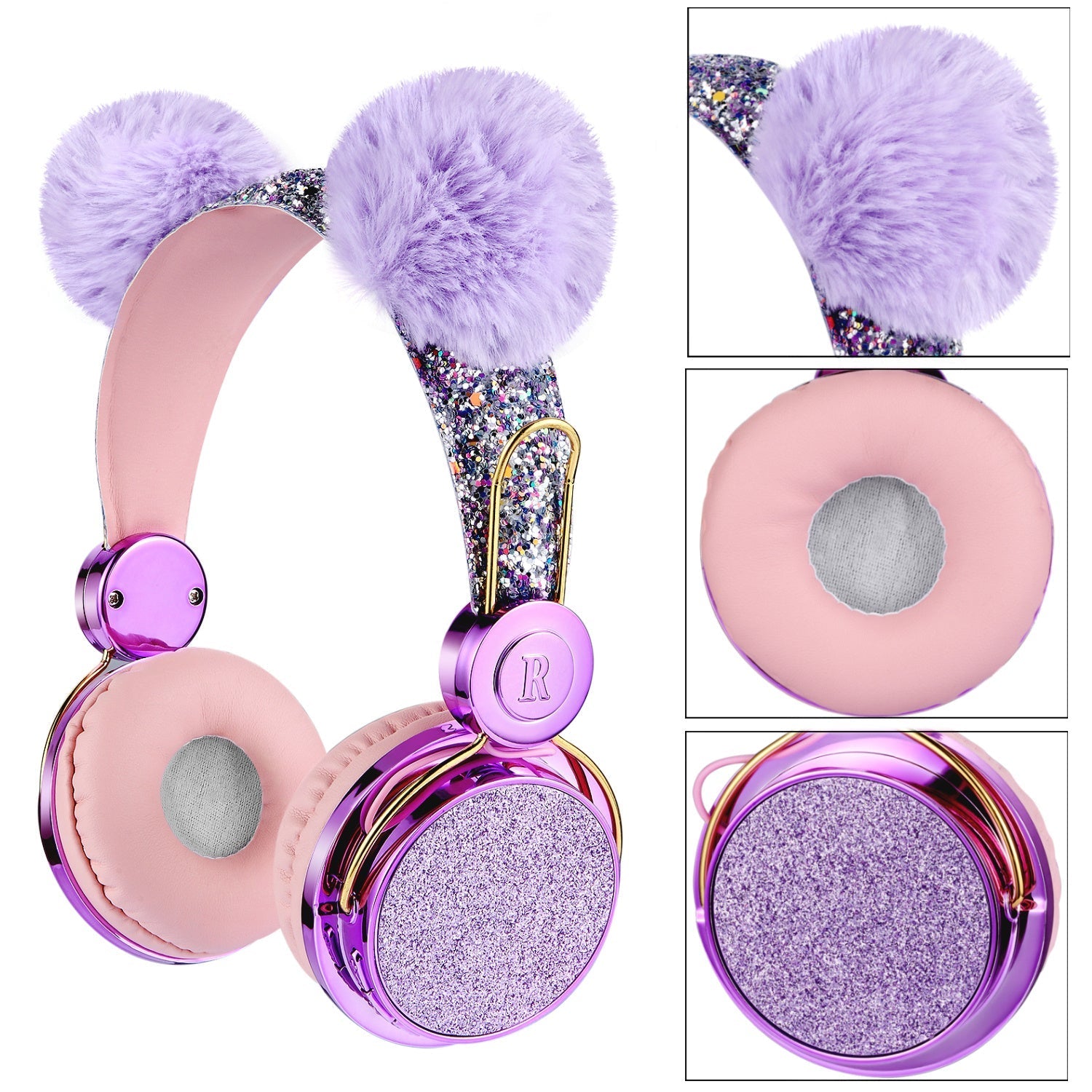 KTX-456723 Unicorn Cartoon Anime-Inspired Children's Headphones with Diamond Accents