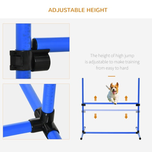HKM-128915 4-Piece Dog Agility Training Set with Adjustable Jump Bars and Carry Bag