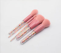 HKM-661331 Transparent Handle Christmas Candy Makeup Brush Set - 5 Soft Cosmetic Brushes for Smooth Application