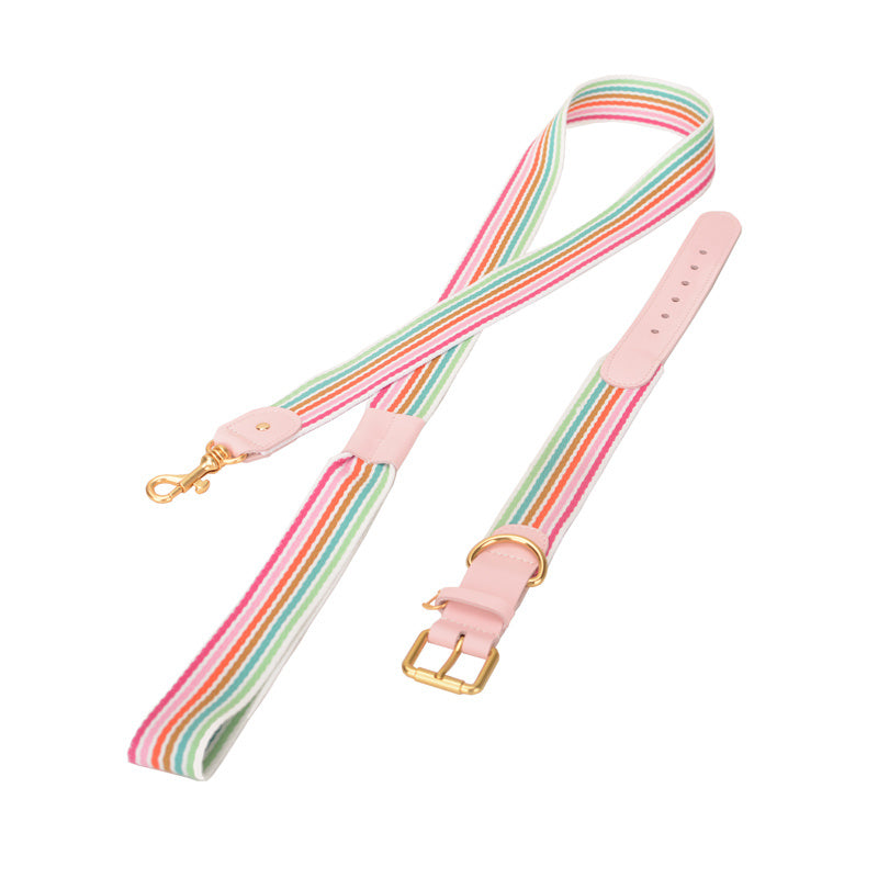HKM-721555 Woven Leather Dog Collar with Braided Traction Rope for Medium to Large Dogs
