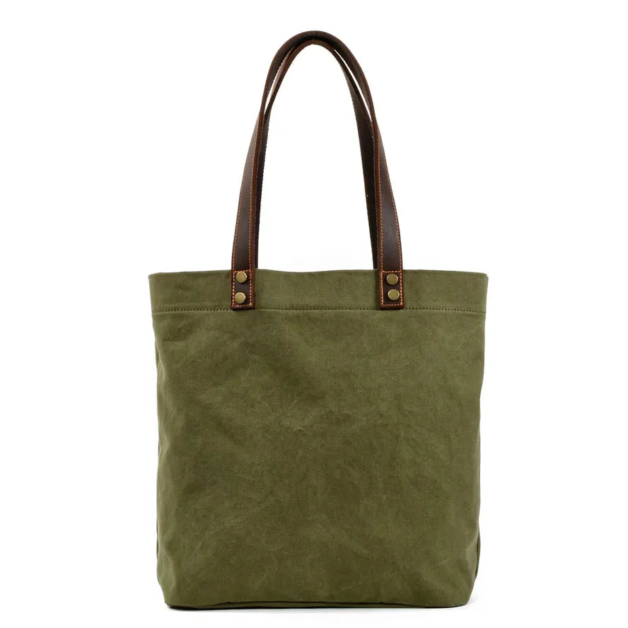 KTX-742163 Waterproof Waxed Canvas Women's Shoulder Handbag with Large Capacity and Retro Style