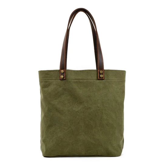 KTX-742163 Waterproof Waxed Canvas Women's Shoulder Handbag with Large Capacity and Retro Style