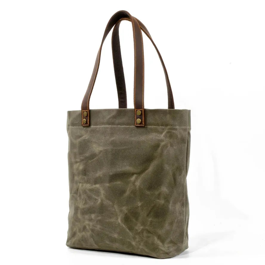 KTX-742163 Waterproof Waxed Canvas Women's Shoulder Handbag with Large Capacity and Retro Style