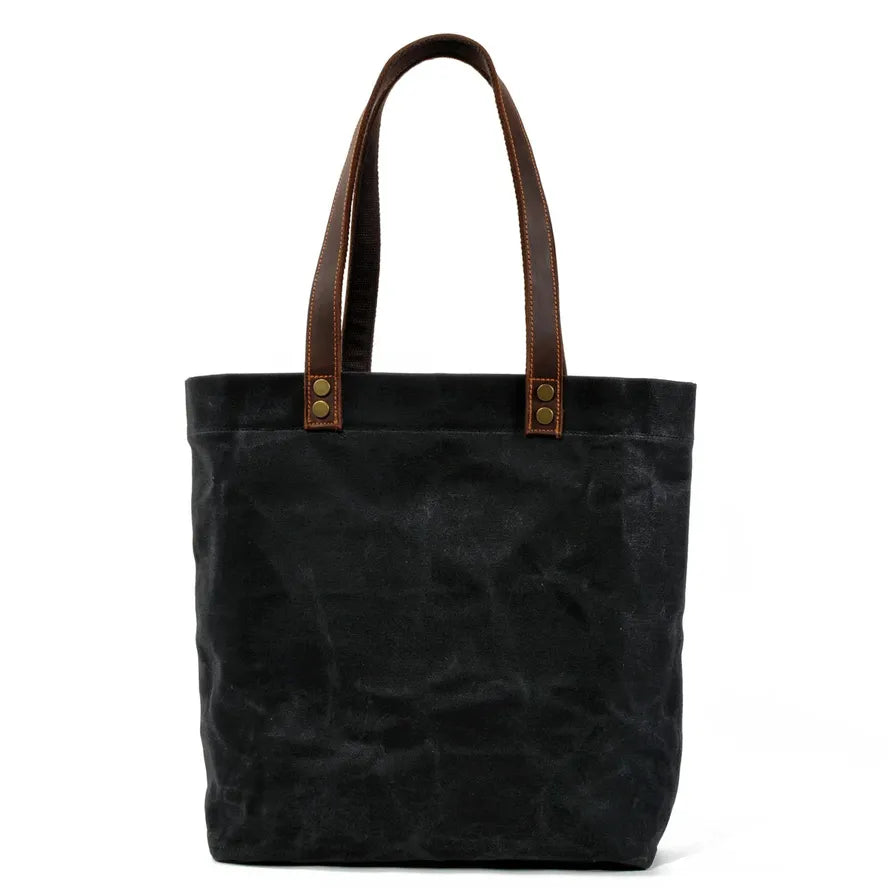 KTX-742163 Waterproof Waxed Canvas Women's Shoulder Handbag with Large Capacity and Retro Style