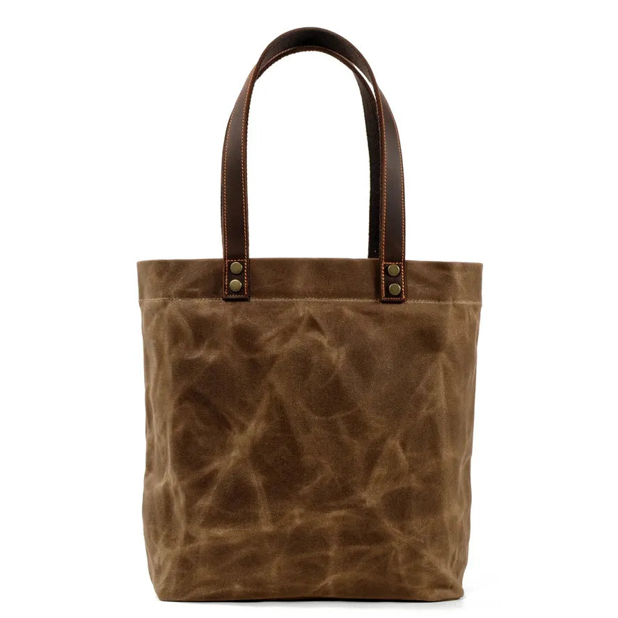 KTX-742163 Waterproof Waxed Canvas Women's Shoulder Handbag with Large Capacity and Retro Style