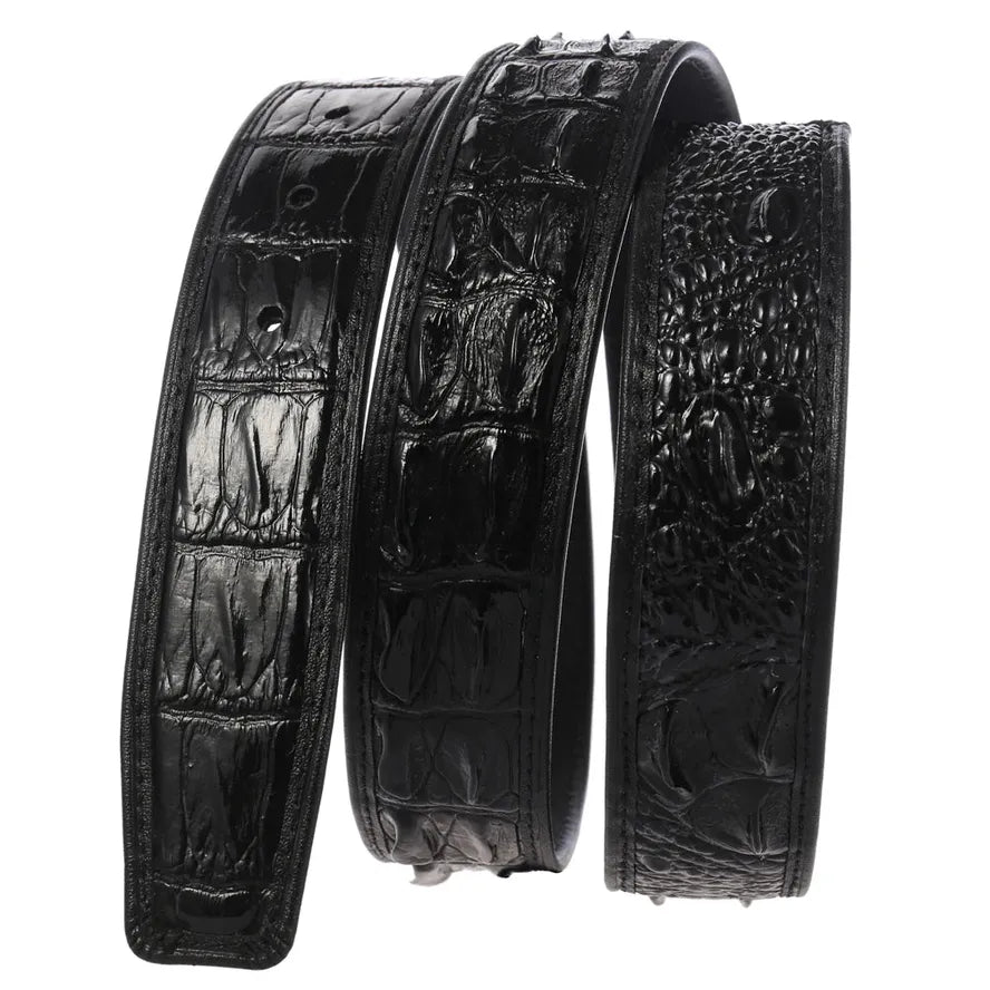 HKM-853779 Crocodile Pattern Leather Cowhide Belt - Stylish and Durable Accessory