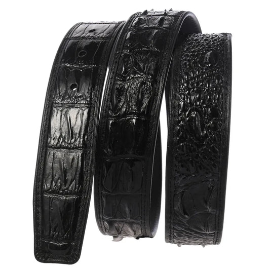 HKM-853779 Crocodile Pattern Leather Cowhide Belt - Stylish and Durable Accessory