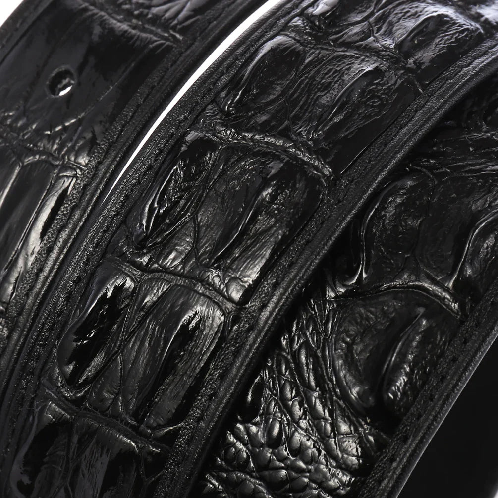 HKM-853779 Crocodile Pattern Leather Cowhide Belt - Stylish and Durable Accessory