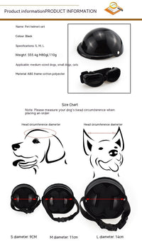 HKM-260179 Pet Safety Helmet with Sunglasses for Dogs and Cats - Monochrome Casual Headwear in Various Sizes