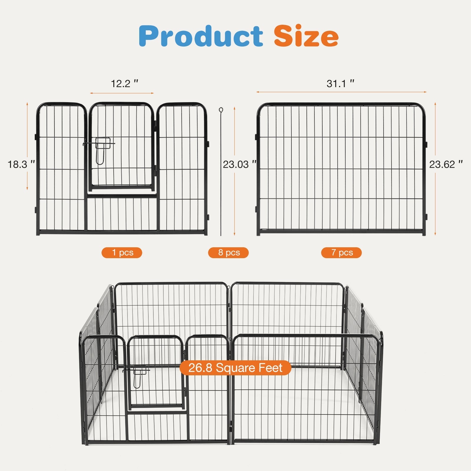 HKM-484883 Durable Indoor Dog Fence with Secure Lock System – Multiple Sizes Available