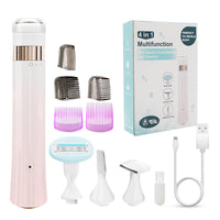 HKM-232531 Multifunctional 4-in-1 USB Rechargeable Shaving Knife for Body and Eyebrow Hair Removal - IPX7 Waterproof, Gradient Pink Design